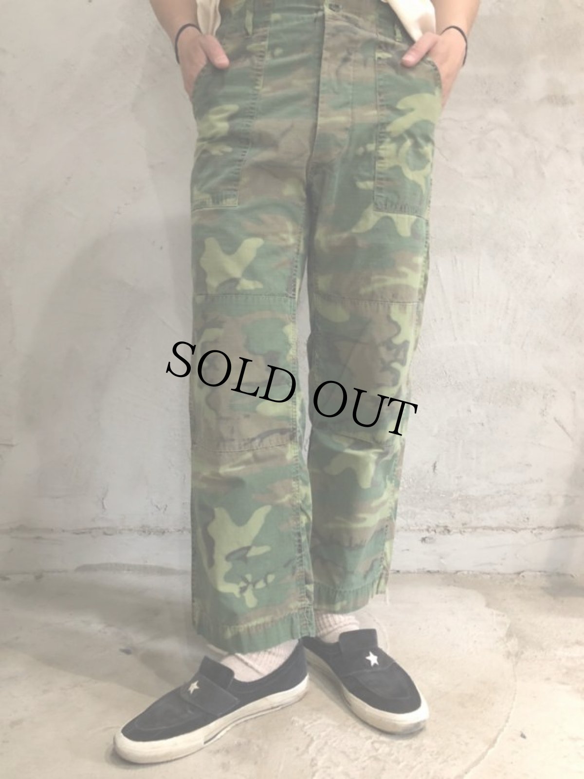 画像2: 60's ERDL迷彩 リップストップ地 ベイカーパンツ W32 (2)