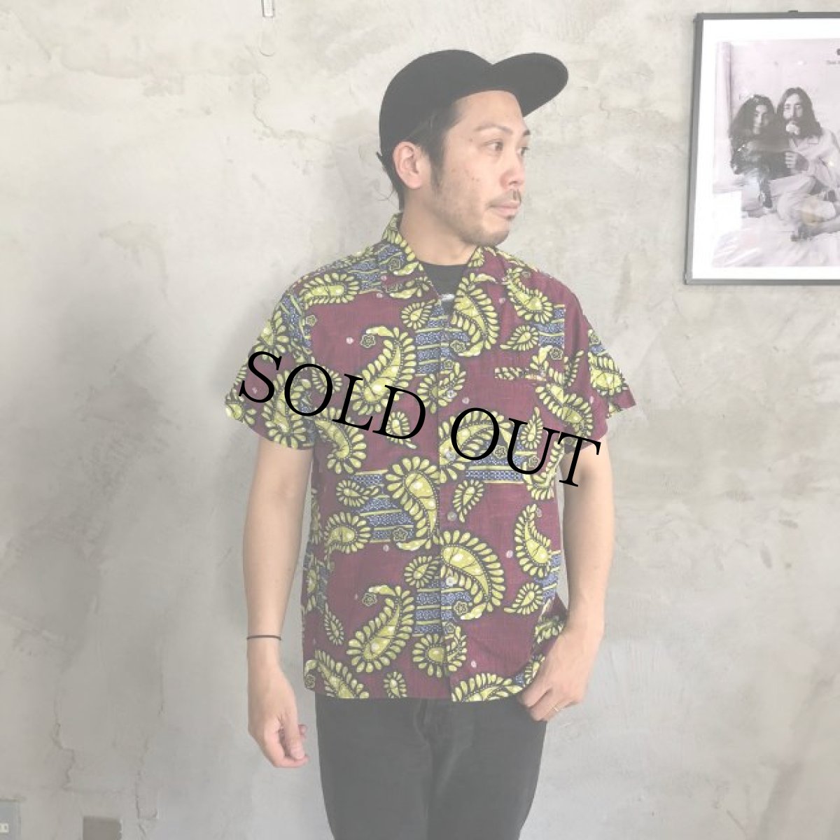 画像2: 60's〜70's DUKE OF HOLLYWOOD ペイズリー柄 開襟コットンボックスシャツ (2)