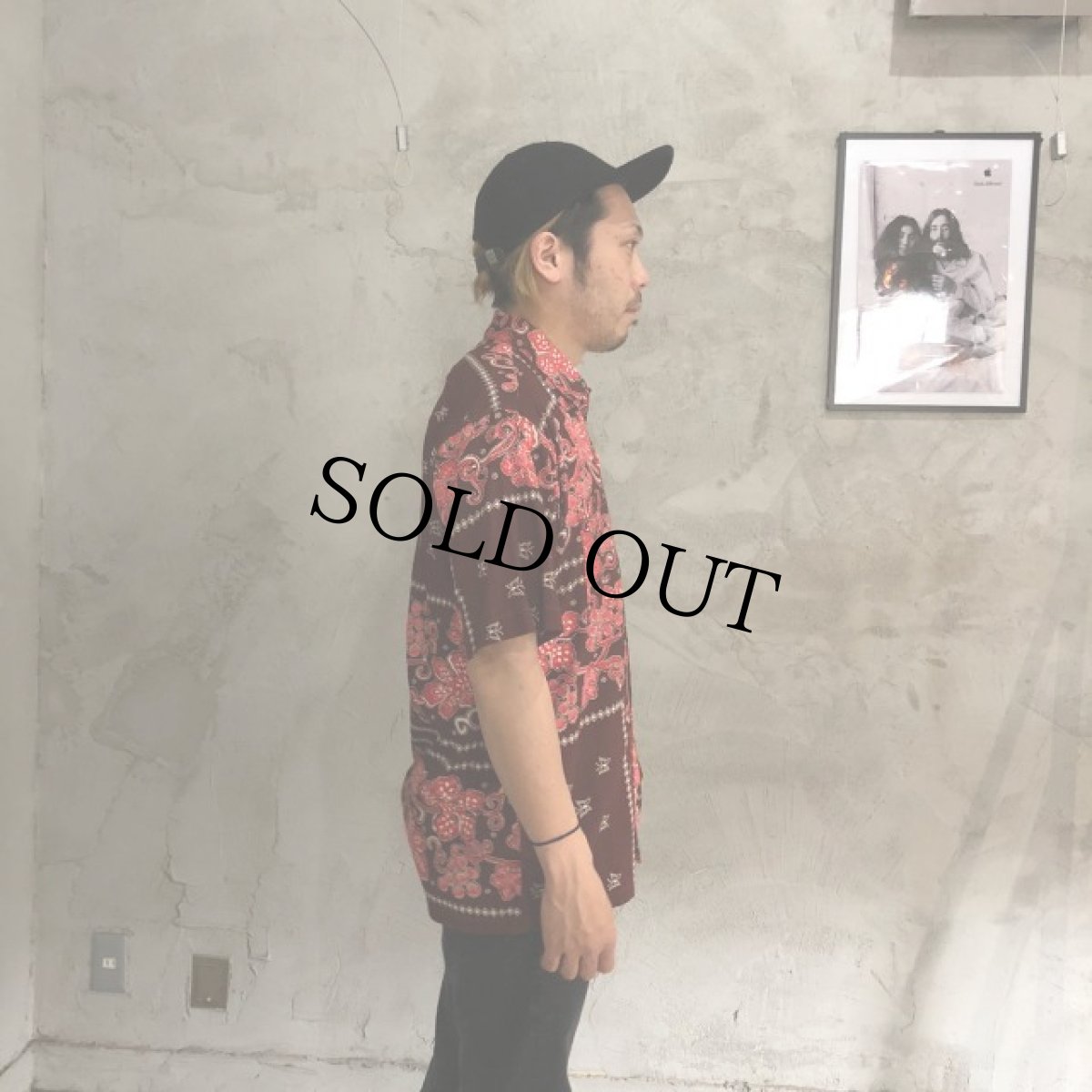 画像4: 60's CARIBBEAN ペイズリー柄 猫目ボタンオープンカラーシャツ XL (4)