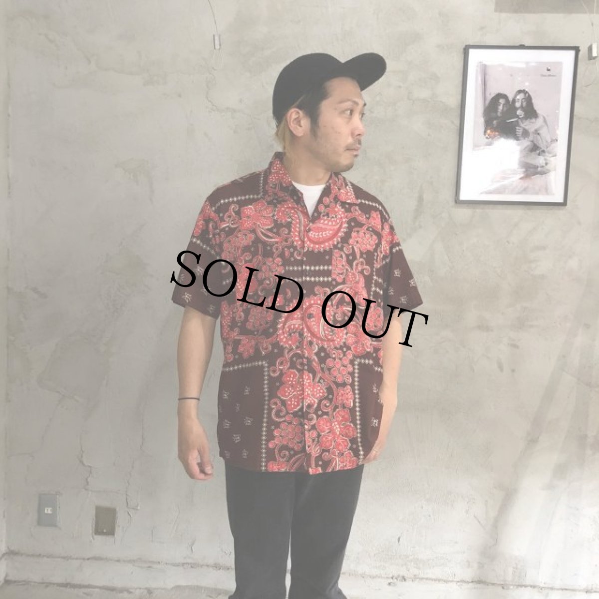 画像3: 60's CARIBBEAN ペイズリー柄 猫目ボタンオープンカラーシャツ XL (3)