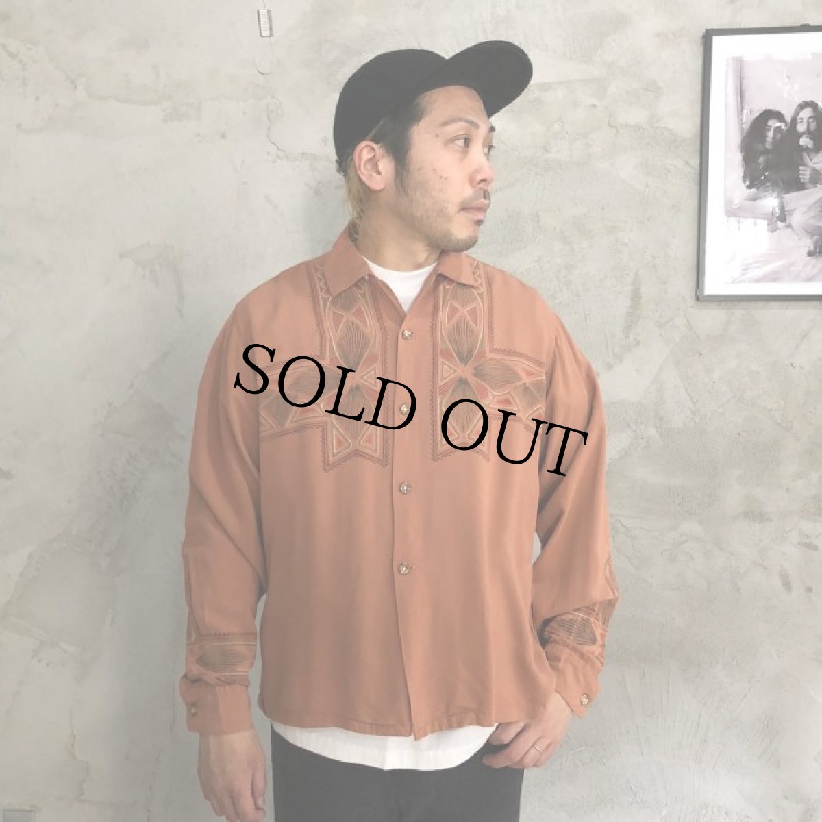 画像2: 50's Rugby Rayon Print Shirt L (2)