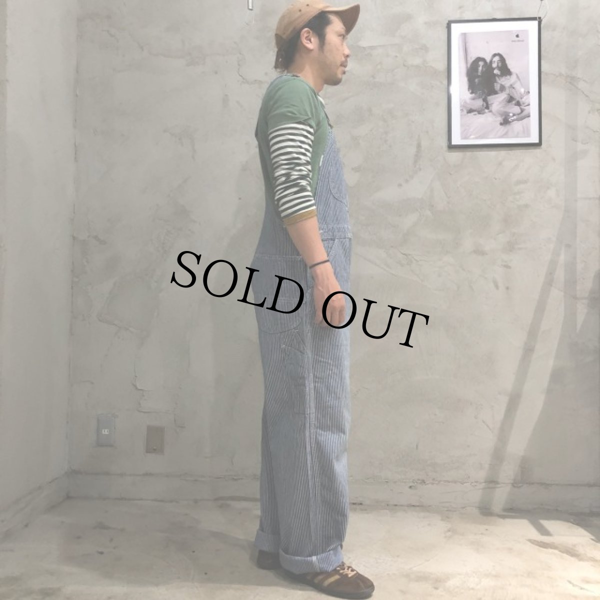 画像3: 70's Lee USA製 ヒッコリーデニムオーバーオール W39 (3)