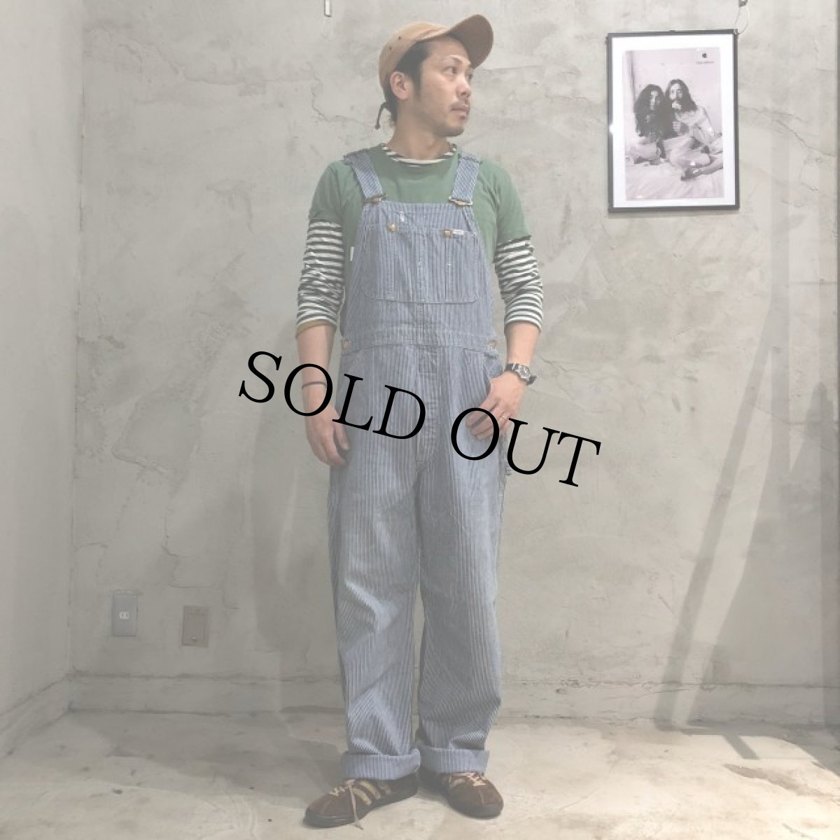 画像2: 70's Lee USA製 ヒッコリーデニムオーバーオール W39 (2)