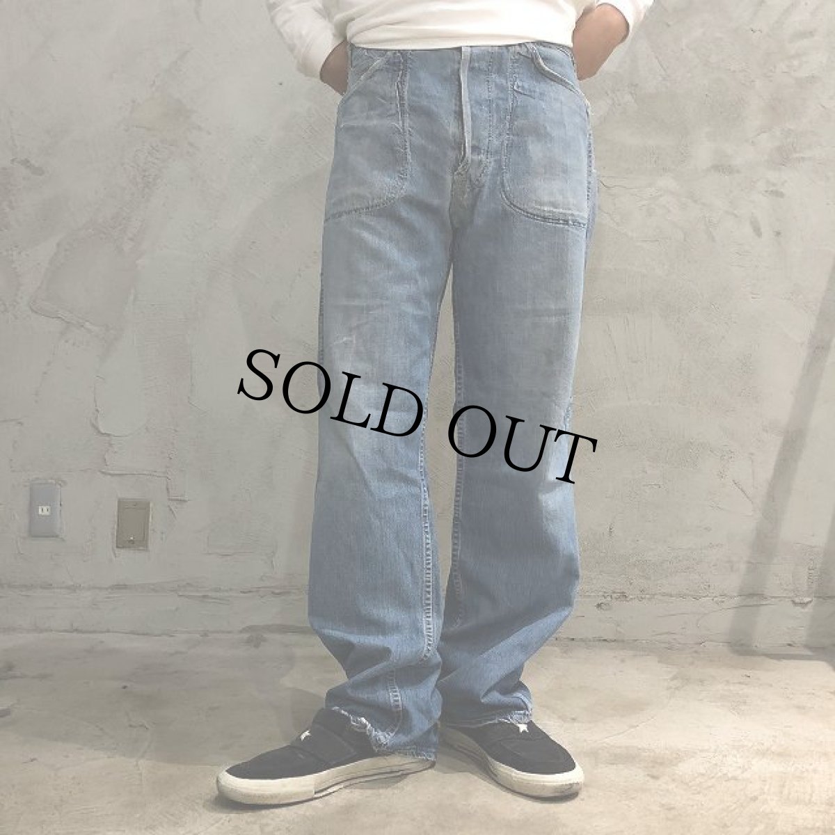 画像2: 40's UNKOWN デニムペインターパンツ W33 (2)