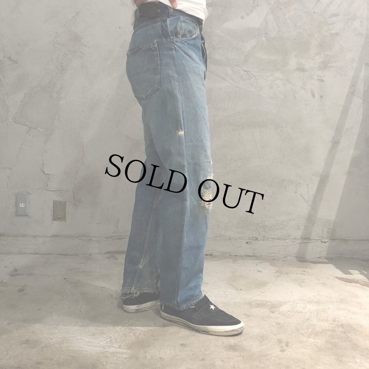 画像4: 40's FOREMOST JCPenney 股リベ革パッチ 5ポケットデニムパンツ W30 (4)