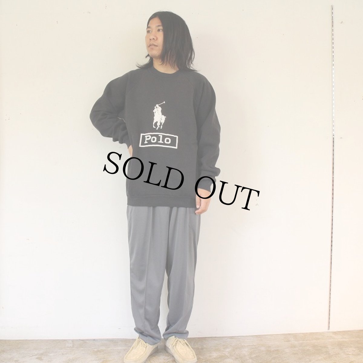 画像2: 90's ブート USA製 POLO 発泡プリントスウェット XL (2)