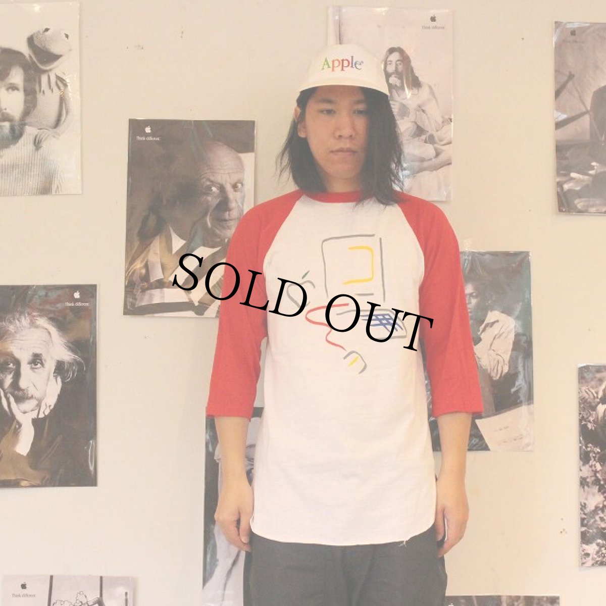 画像2: 80's Apple USA製 ピカソデザイン ラグランTシャツ L (2)