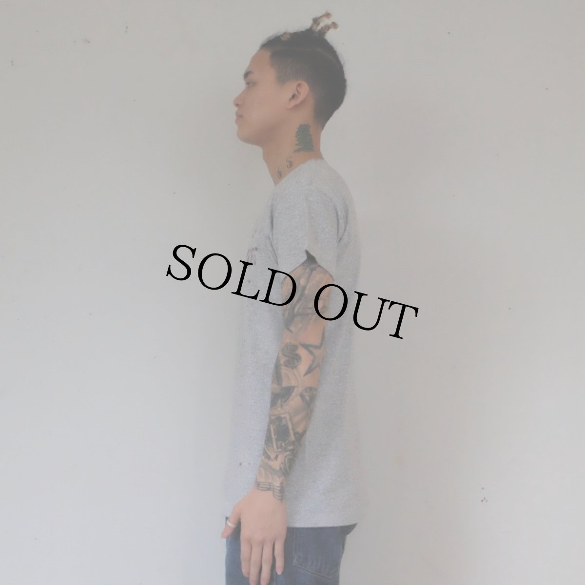 画像4: 60's Champion "PROPERTY OF SPECIAL SERVICES" ランタグ 染み込みプリント霜降りTシャツ (4)