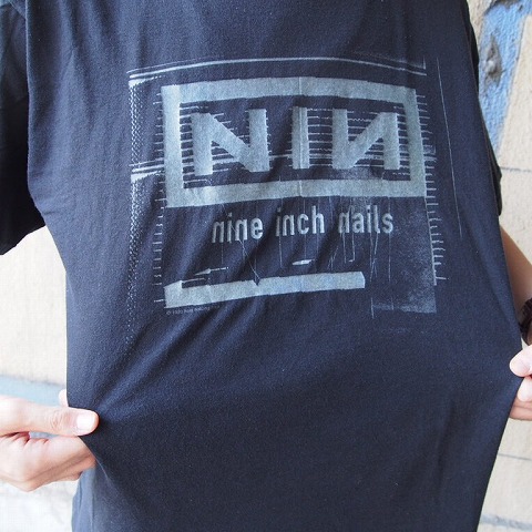 黒Ｌ☆長袖ティファニーカラーNIN ロゴ Nine inch nails