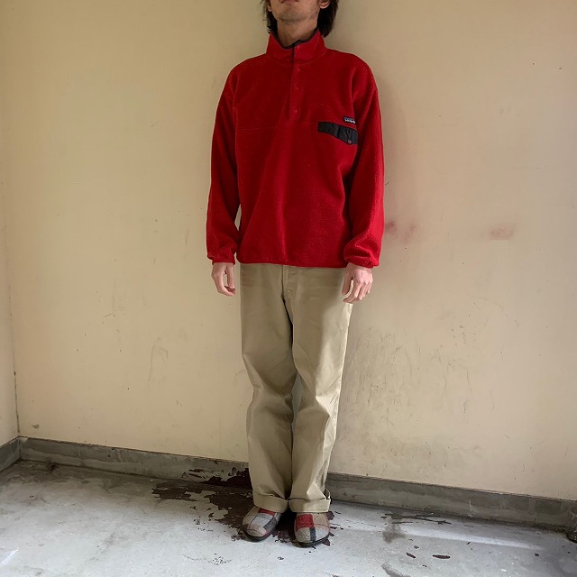 90’s USA製 patagonia シンチラ フリース スナップT レッド