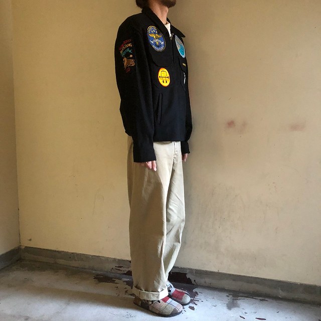 80年代 Souvenir Jacket アメリカ ウール ブラック 黒 ワッペン