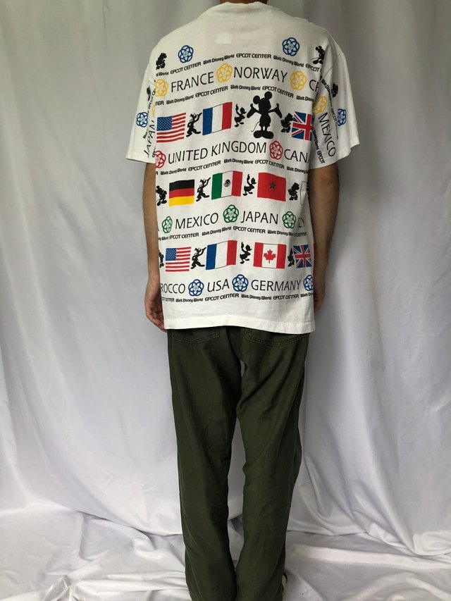 90年代 アメリカ製 ディズニー ミッキーマウス 国旗 白T ｜ヴィテージ