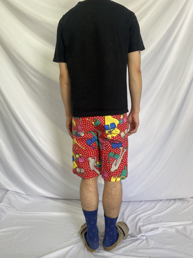 80〜90's USA製 総柄コットンショーツ SMALL
