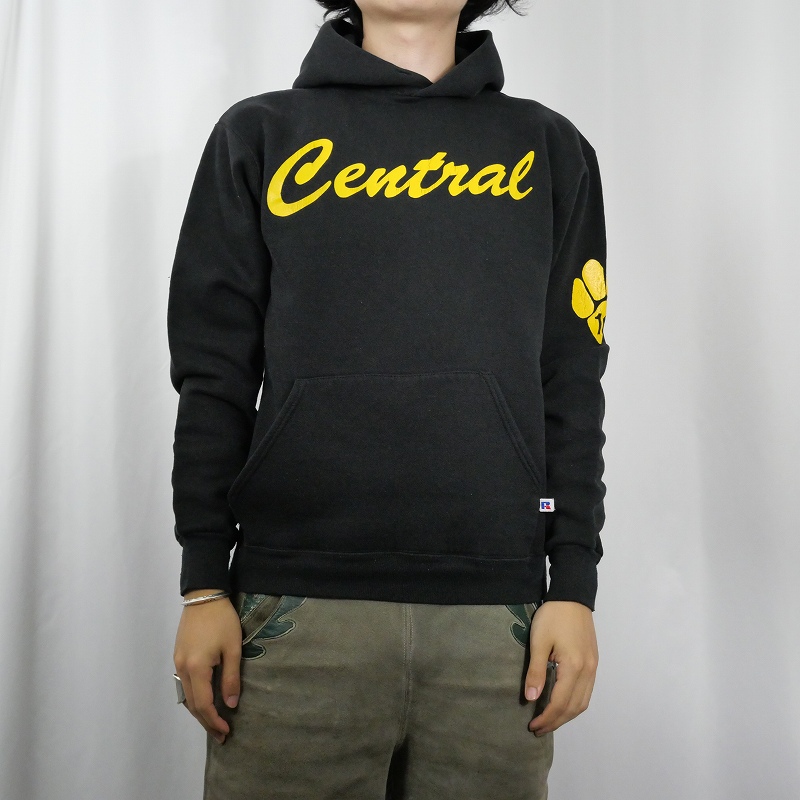 画像2: 80's RUSSELL ATLETIC USA製 "Central" プリントスウェットフーディー BLACK M (2)