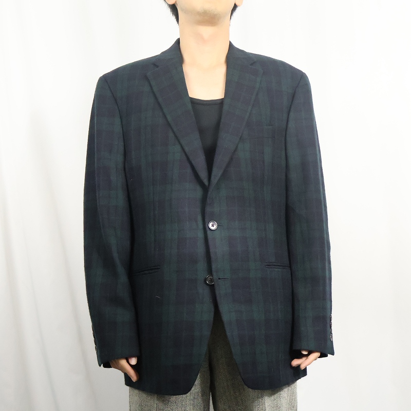 画像2: LAUREN RALPH LAUREN ブラックウォッチチェック柄 ウールテーラードジャケット SIZE42R (2)