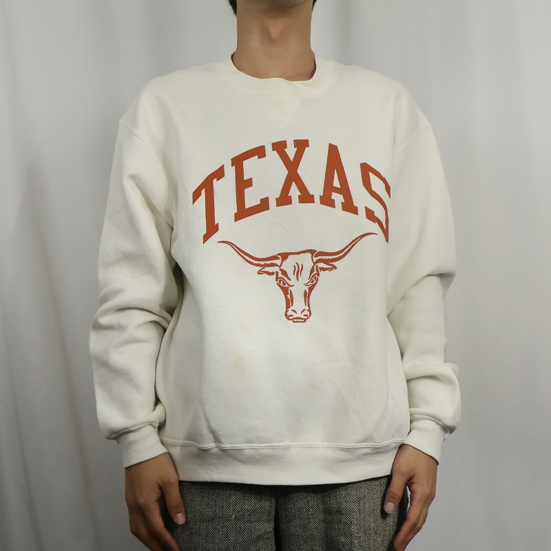 画像2: 80's RUSSELL ATHLETIC USA製 前V "TEXAS" プリントスウェット L (2)