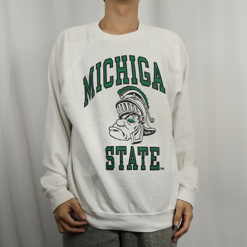 画像2: 90's Tultex "MICHIGAN STATE" 前V プリントスウェット XL (2)
