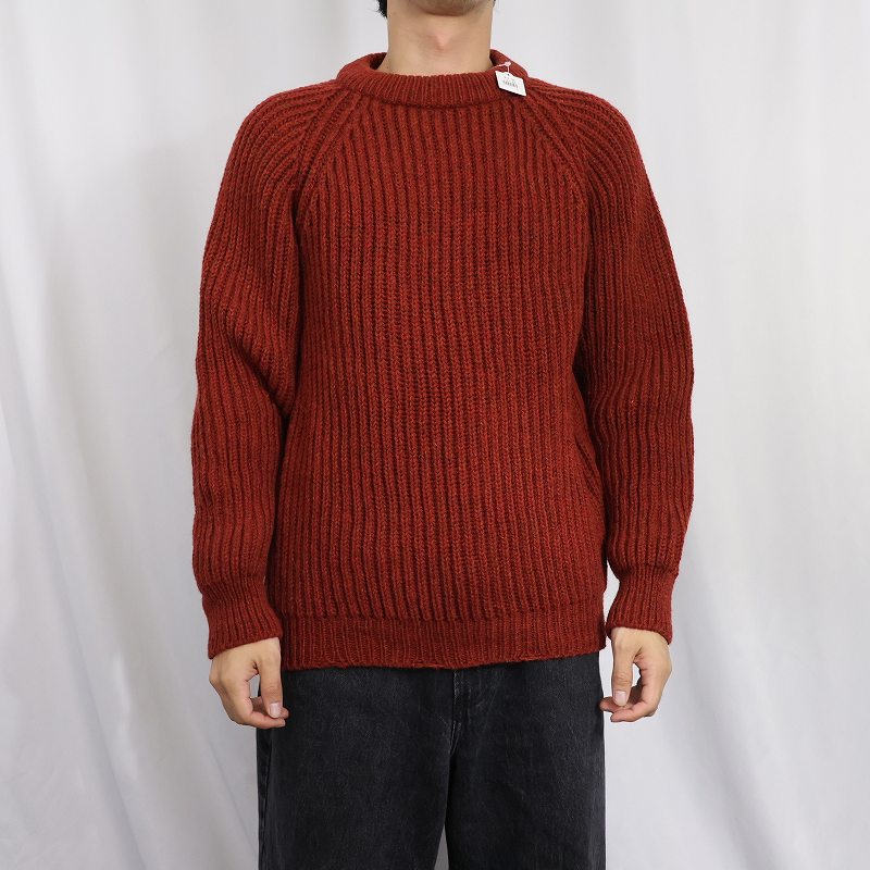 画像2: 90's LANDS' END ENGLAND製 リブ編み ウールニットセーター M (2)
