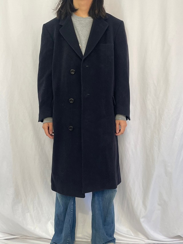 70〜80's Aquascutum CANADA製 カシミア×ウール チェスターコート NAVY