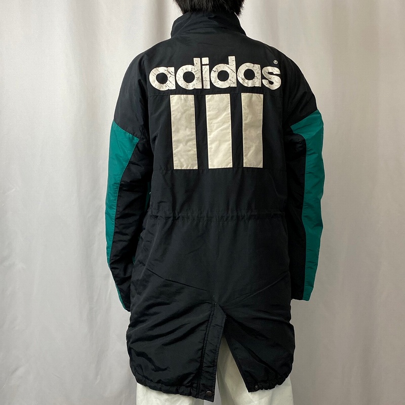 80'sデサント◎adidas蛍光ダウンジャケット◎着丈86