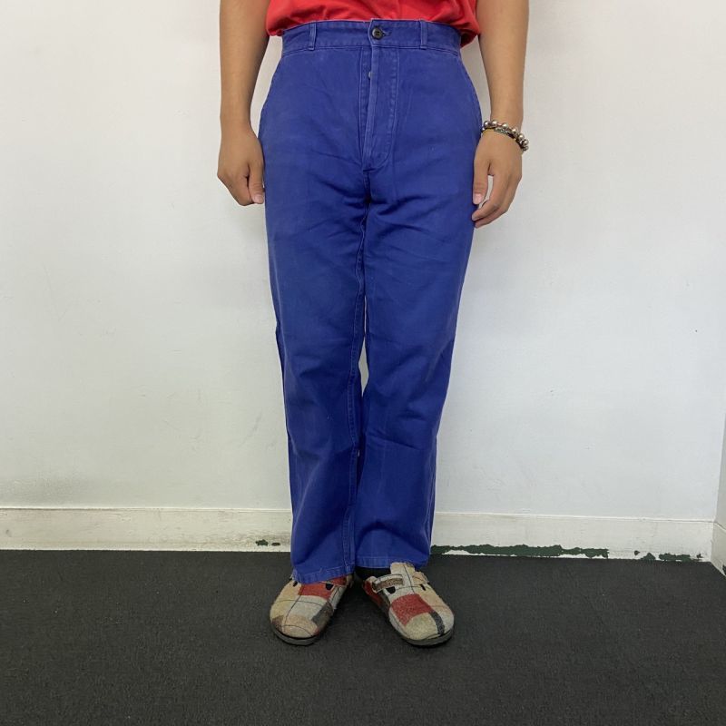90s Euro 2intuck Trousers NAVY コットン