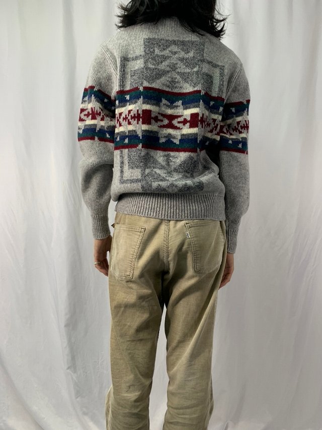 70's PENDLETON ネイティブ柄 ウールニットセーター L