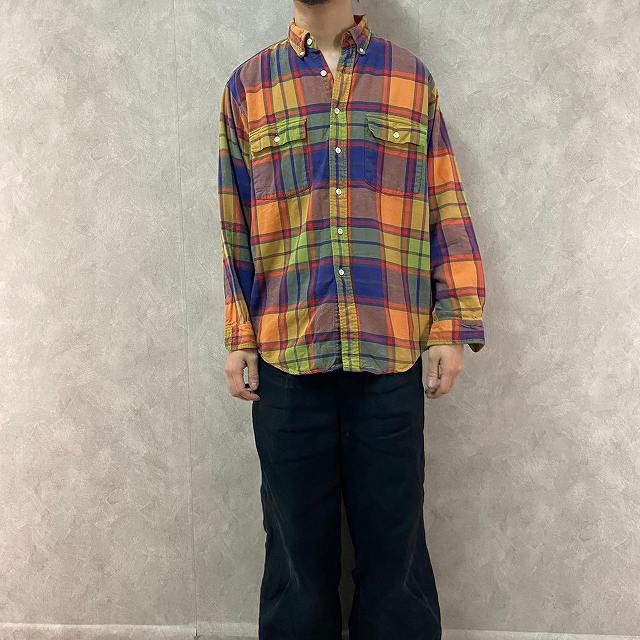 90年代 ジェークルー 旧タグ マルチカラーチャック ボタンダウンシャツ 