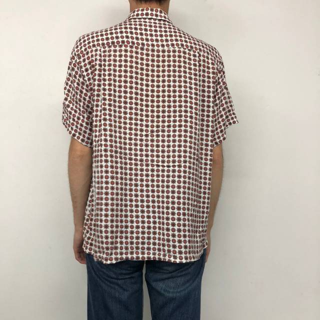 60年代 レーヨンシャツ 総柄 半袖 オープンカラー 開襟 | ビンテージ 