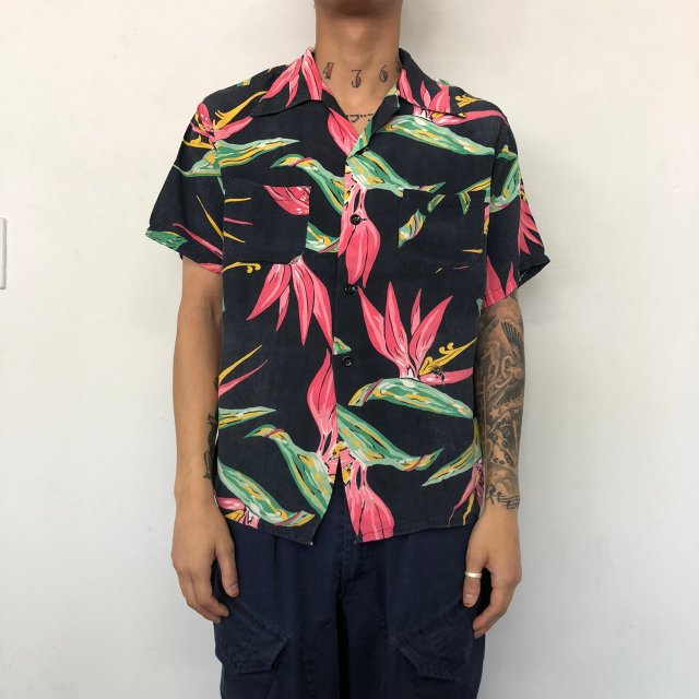 50's Made in California Rayon Hawaiian Shirt M