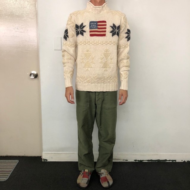 90年代 ラルフローレン ポロスポーツ アメリカ国旗 雪 白