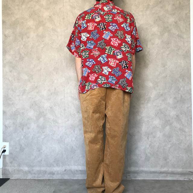 80〜90's Reyn Spooner アロハシャツ柄 レーヨンアロハシャツ L