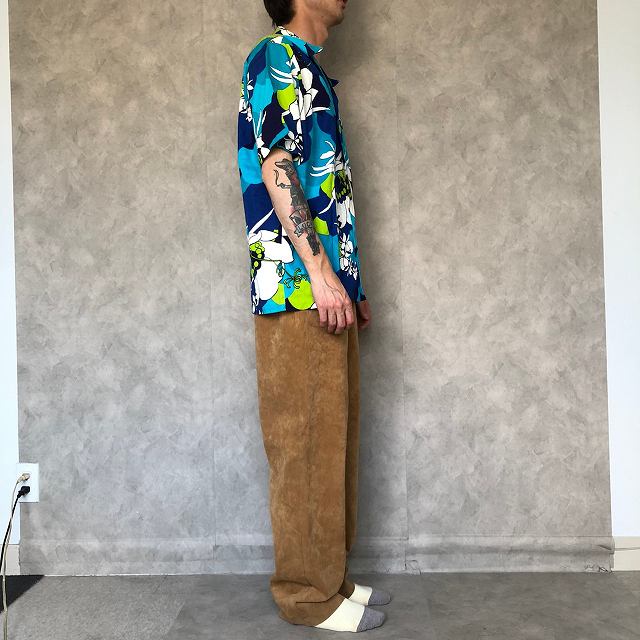 70's Reet HAWAII製 ジャガード織り アロハシャツ
