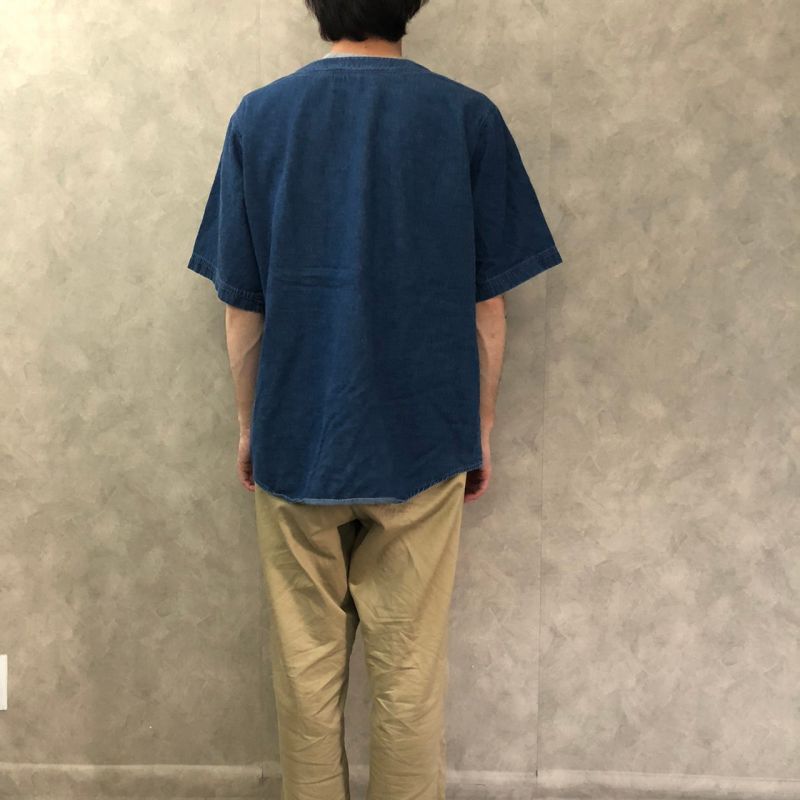 90's〜 TOWER HILL ライトオンスデニムベースボールシャツ XL