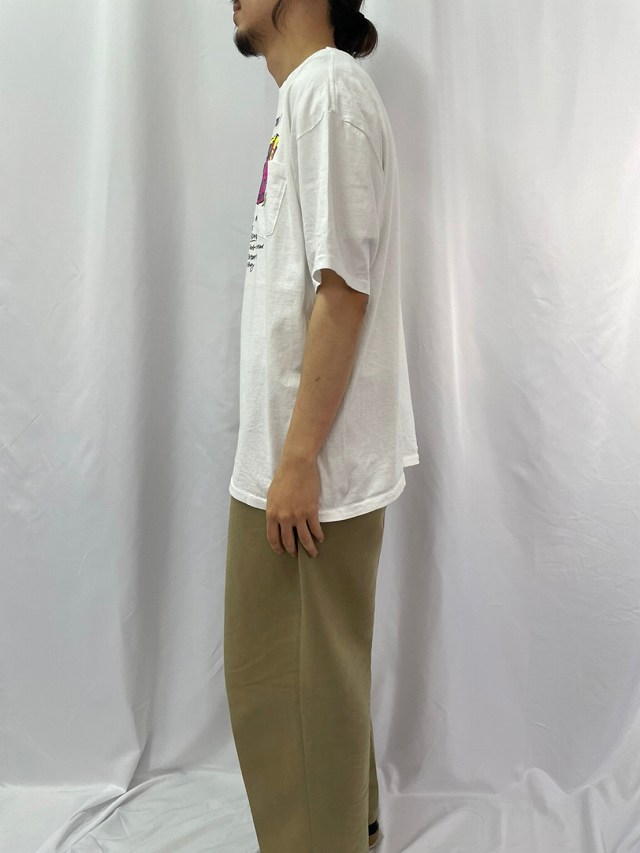 90's THE SIMPSONS USA製 パロディ キャラクタープリントポケットTシャツ XL