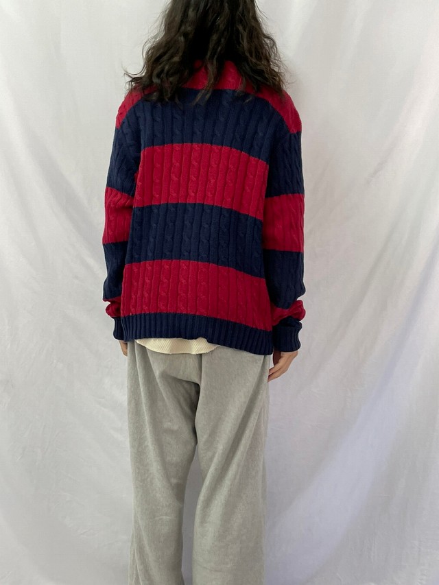 POLO Ralph Lauren ロゴ刺繍 コットン ケーブルニットセーター XL