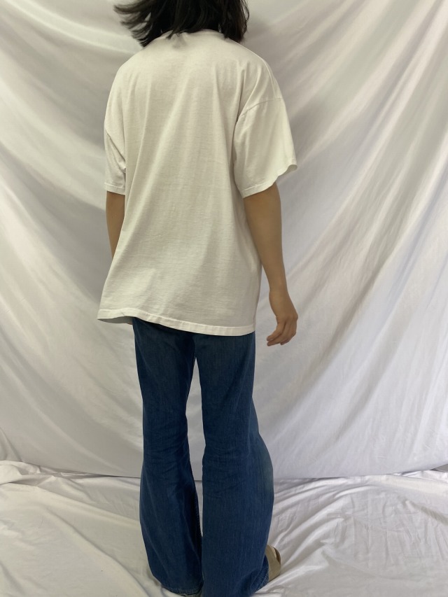 90s USA製 BIG HED アート プリント 半袖 Tシャツ M  白