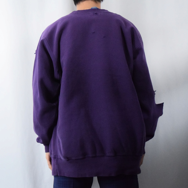ダメージ加工スウェット トレーナー 90's 90s 90年代 紫