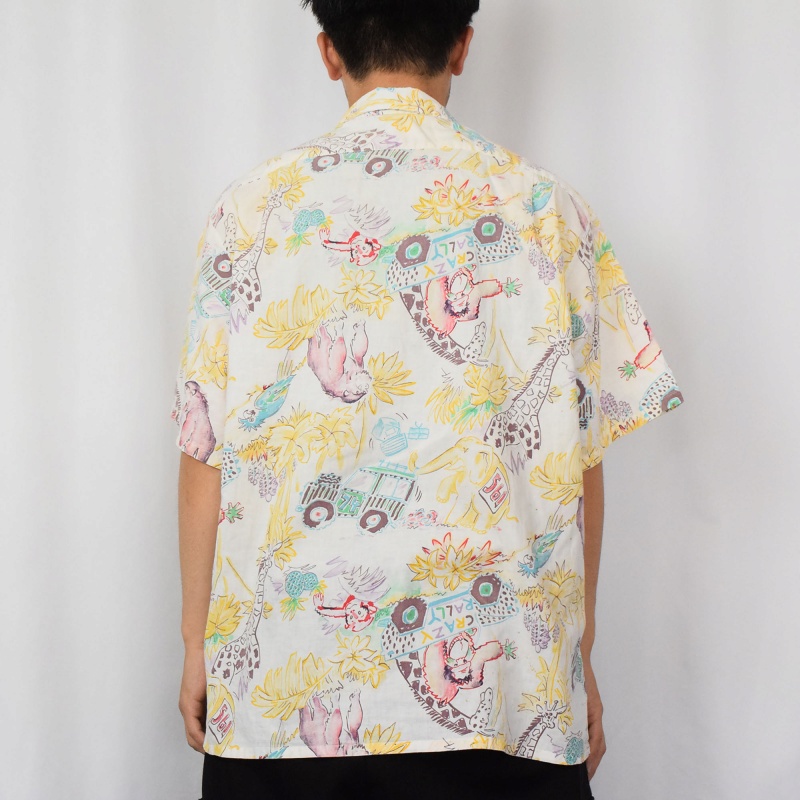 70s80s ユーロ ヴィンテージ 幾何学 総柄 シャツ 古着 レトロ