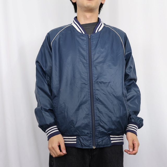 画像2: 80's〜 パイルライナー ナイロンジップジャケット NAVY SIZE3 (2)