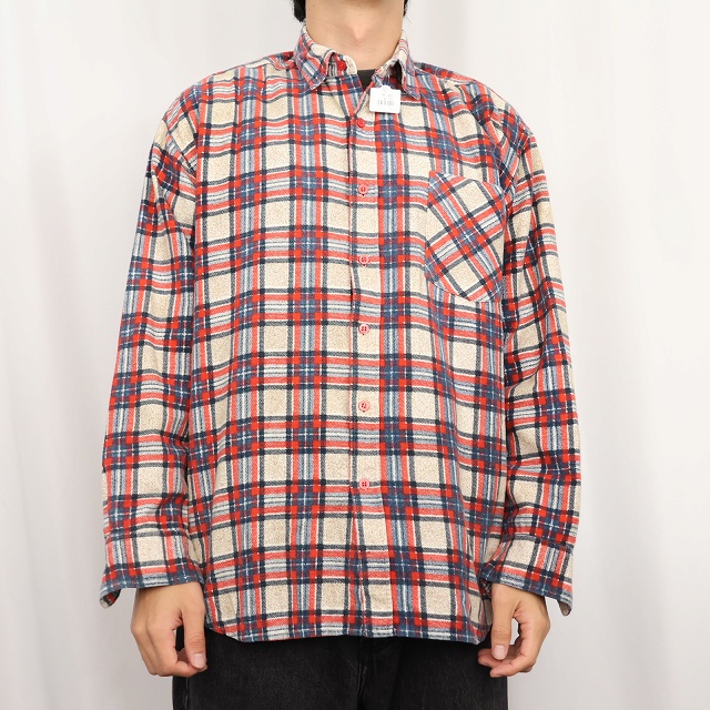 画像2: 80's〜 チェック柄 プリントネルシャツ (2)