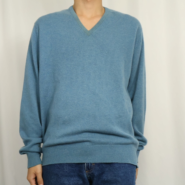 画像2: 80's Alan Paine Simpson ENGLAND製 Vネック カシミアニットセーター SIZE44 (2)