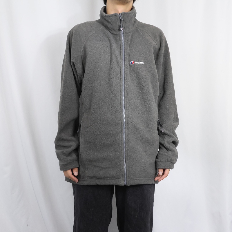 画像2: berghaus ロゴ刺繍 フリースジップジャケット XL (2)