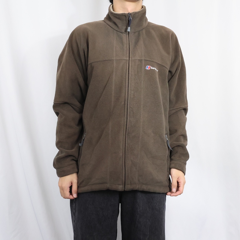 画像2: berghaus ロゴ刺繍 フリースジップジャケット L (2)