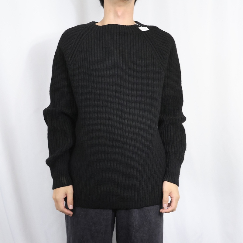 画像2: 60~70's Bruestle ウールニットセーター BLACK (2)