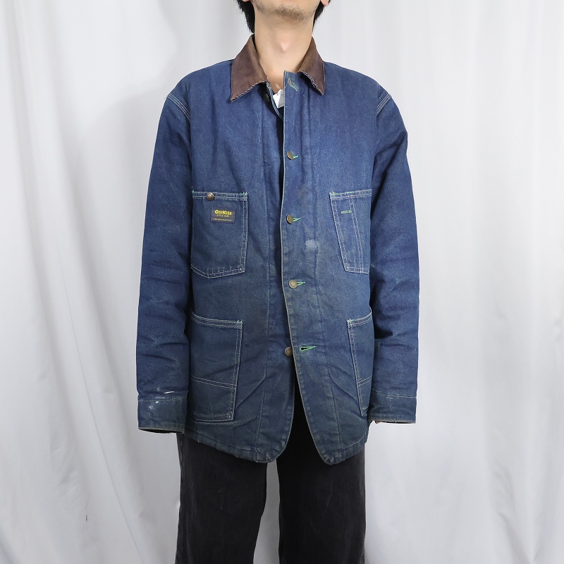 画像2: 80's OSH KOSH USA製 キルティングライナー デニムカバーオール SIZE40 (2)
