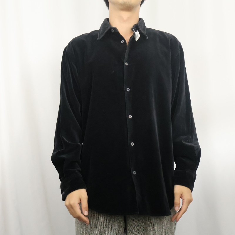 画像2: moto ベロアシャツ BLACK M (2)