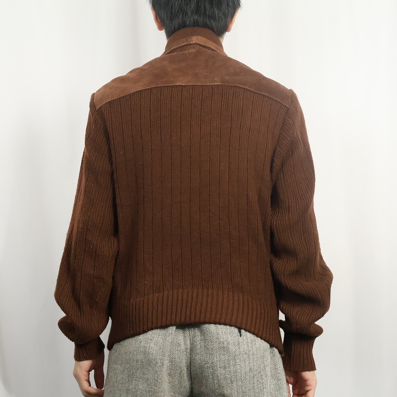 画像3: 80's〜 Chartwell ニット切り替え スエードレザージャケット L (3)