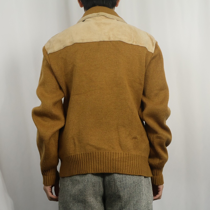 画像3: 80's〜 SILTON ニット切り替え スエードレザージャケット XL (3)