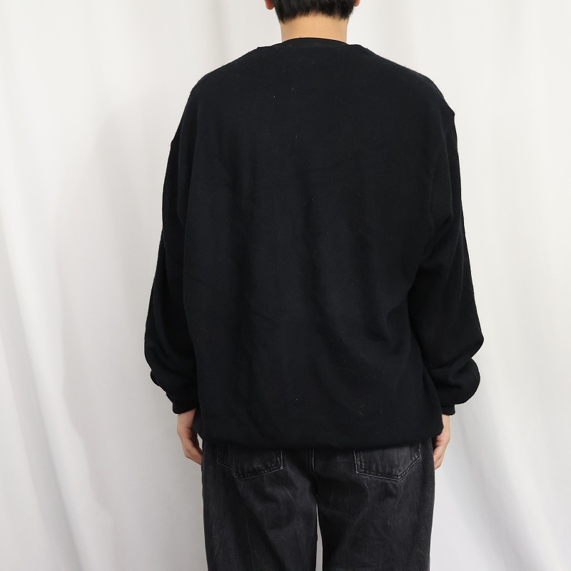 画像3: 80's IZOD LACOSTE USA製 ロゴ刺繍 アクリルニットカーディガン BLACK XL (3)