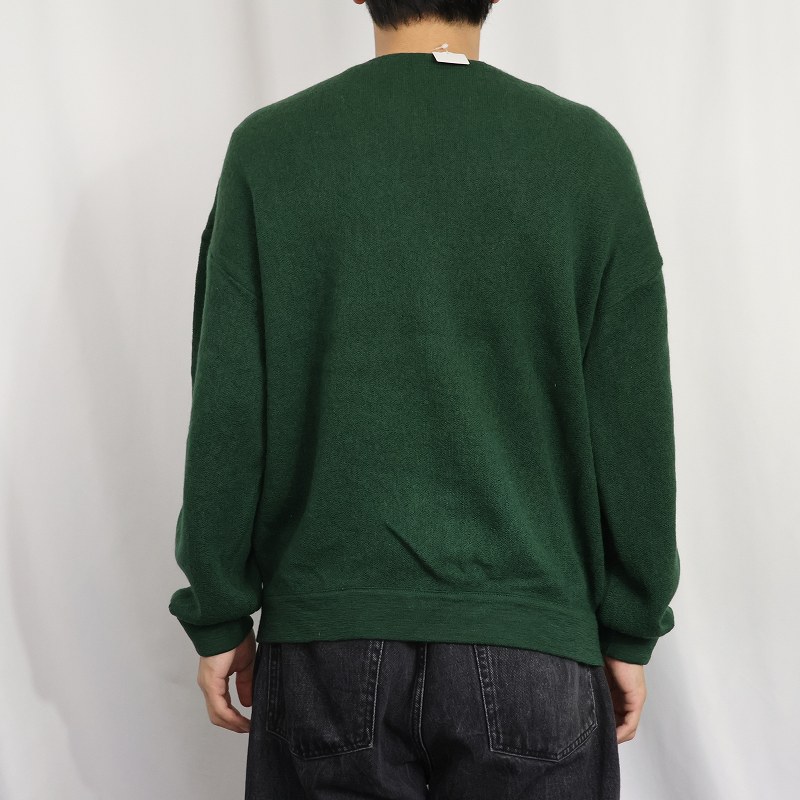 画像3: 70〜80's CHEMISE LACOSTE FRANCE製 ロゴ刺繍 ウールニットカーディガン GREEN SIZE4 (3)
